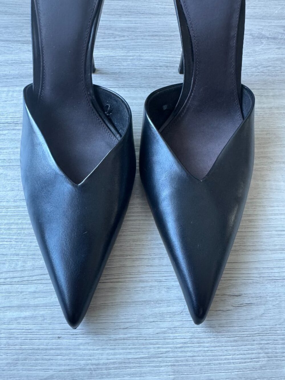 ZARA Black Slingback Ankle Strap Heels Pointed Toe Stiletto NWOT EU 41 / US 10 - Picture 6 of 11